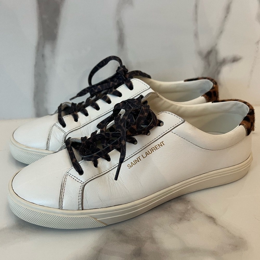 SAINT LAURENT ANDY SIGNATURE LEOPARD & PONY SNEAKER